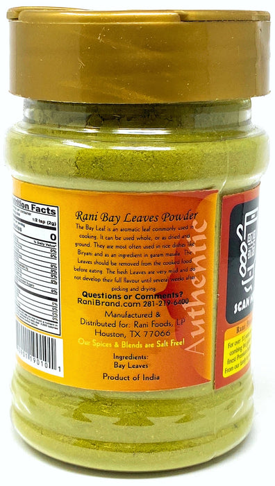 Rani Bay Leaf (Leaves) Powder 2.4oz (70g) PET Jar, All Natural ~ Gluten Friendly | NON-GMO | Vegan | Indian Origin (Tej Patta)