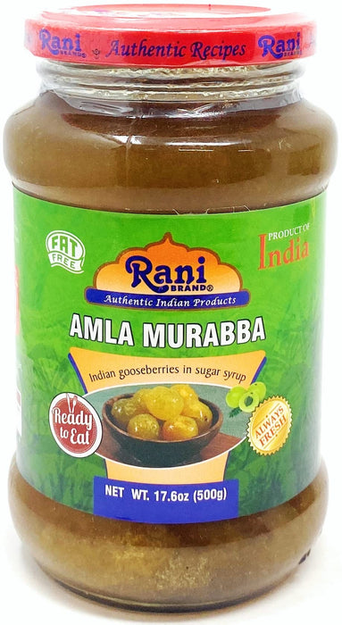 Rani Amla Murabba (Indian Gooseberries in Sugar Syrup) 17.5oz (1.1lbs) 500g Glass Jar, Pack of 5+1 FREE ~ All Natural | Vegan | Gluten Free | NON-GMO