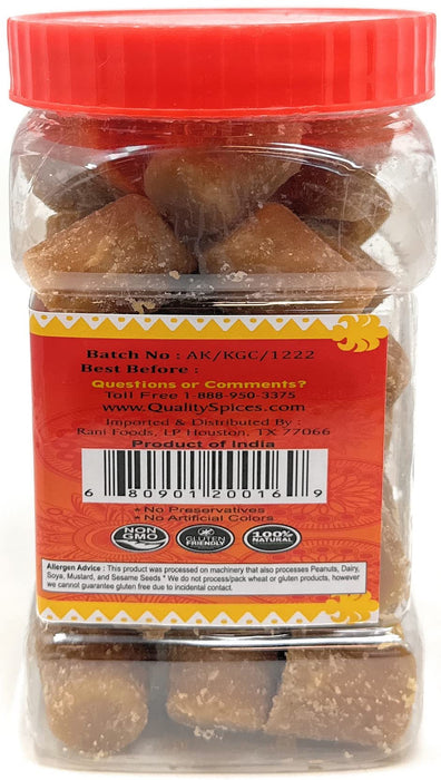 Asian Kitchen Kolhapuri Gur (Jaggery) Cubes 17.5oz (1.1lbs) 500g PET Jar ~ Unrefined Cane Sugar, No Color added, Gluten Friendly | Vegan | NON-GMO | No Salt or fillers