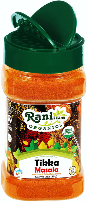Rani Organic Tikka Masala (Marinade & Grilled Spice Blend) 6-Spice Indian Blend 3oz (85g) PET Jar ~ All Natural | USDA Certified Organic