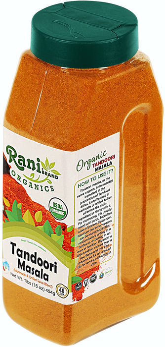Rani Organic Tandoori Masala (Marinade & Grilled Spice Blend) 8-Spice Indian Blend 16oz (1lb) 454g PET Jar ~ All Natural | USDA Certified Organic