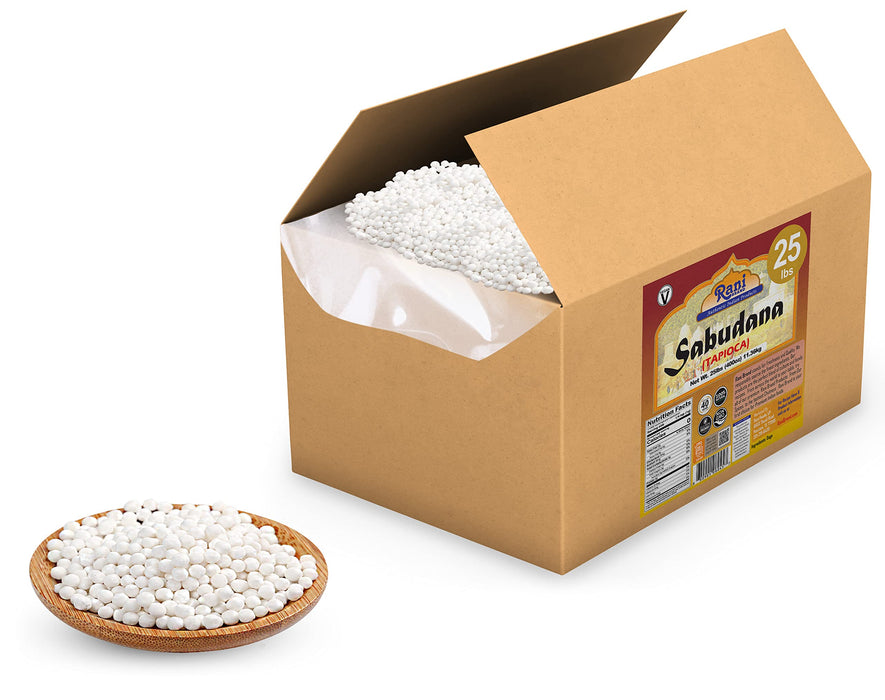 Rani Sabudana (Tapioca / Sago) Pearls 400oz (25lbs) 11.36kg Bulk Box ~ All Natural | Vegan | No Colors | NON-GMO | Indian Origin