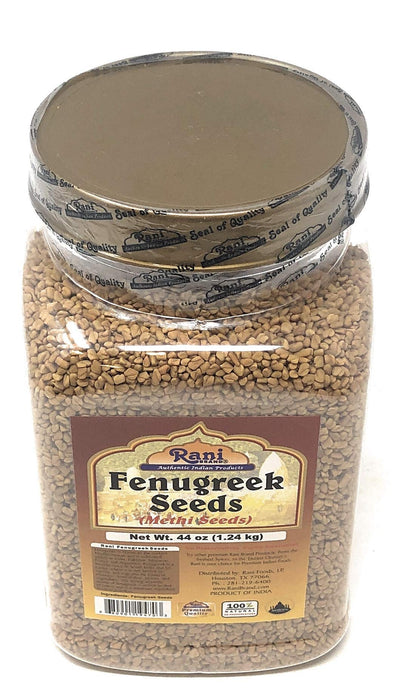 Rani Fenugreek (Methi) Seeds Whole 44oz (2.75lbs) 1.24kg PET Jar, Trigonella foenum graecum ~ All Natural | Vegan | Gluten Friendly | Non-GMO