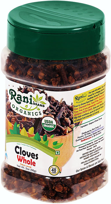 Rani Organic Cloves Whole (Laung Sabut) 2oz (56g) PET Jar, Great for Food, Tea, Pomander Balls and Potpourri ~ All Natural | USDA Certified Organic