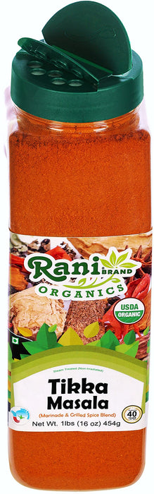 Rani Organic Tikka Masala (Marinade & Grilled Spice Blend) 6-Spice Indian Blend 16oz (1lb) 454g PET Jar ~ All Natural | USDA Certified Organic