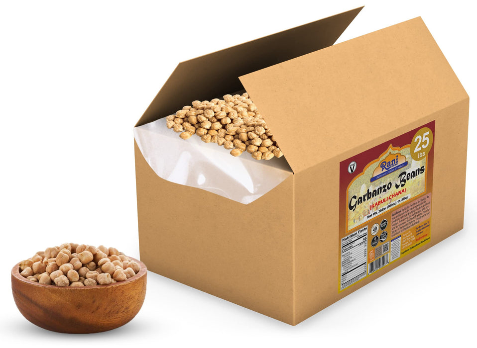 Rani Garbanzo Beans (Kabuli Chana) 400oz (25lbs) 11.36kg Bulk Box ~ All Natural | Vegan | Gluten Friendly | NON-GMO | Indian Origin