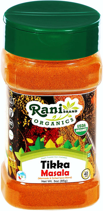 Rani Organic Tikka Masala (Marinade & Grilled Spice Blend) 6-Spice Indian Blend 3oz (85g) PET Jar ~ All Natural | USDA Certified Organic