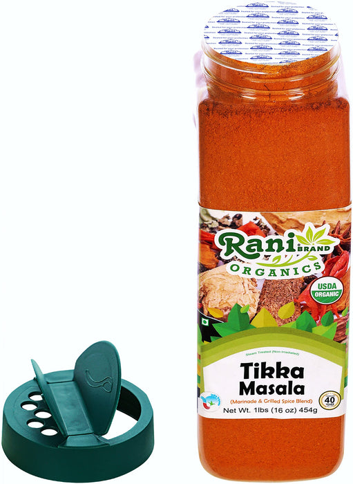 Rani Organic Tikka Masala (Marinade & Grilled Spice Blend) 6-Spice Indian Blend 16oz (1lb) 454g PET Jar ~ All Natural | USDA Certified Organic