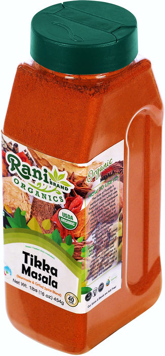 Rani Organic Tikka Masala (Marinade & Grilled Spice Blend) 6-Spice Indian Blend 16oz (1lb) 454g PET Jar ~ All Natural | USDA Certified Organic