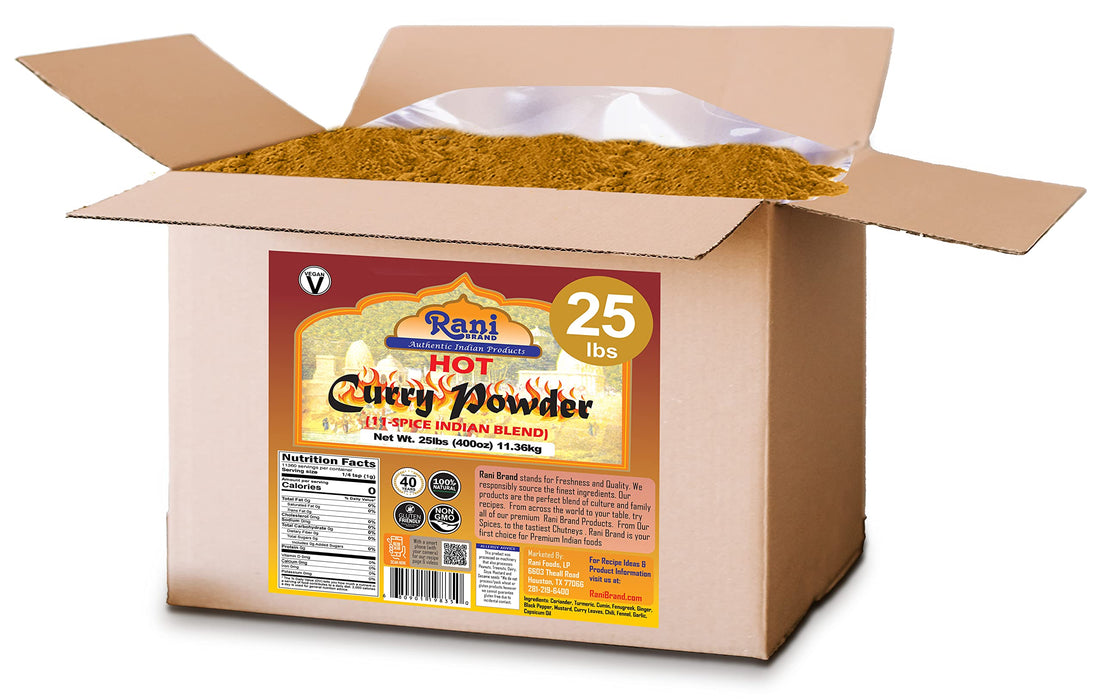 Rani Curry Powder Hot Natural 11-Spice Blend 400 Ounce (25lbs) 11.36kg ~ Bulk Box ~ Salt Free | Vegan | Gluten Friendly | NON-GMO
