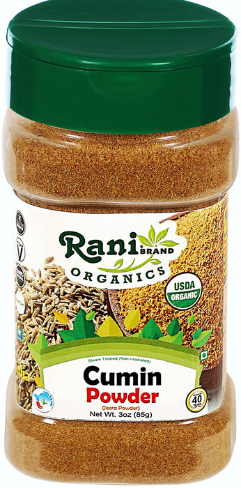 Rani Organic Cumin Powder (Jeera Powder) 3oz (85g) PET Jar ~ All Natural | Vegan | Gluten Friendly | Indian Origin | USDA Certified Organic