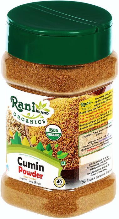 Rani Organic Cumin Powder (Jeera Powder) 3oz (85g) PET Jar ~ All Natural | Vegan | Gluten Friendly | Indian Origin | USDA Certified Organic