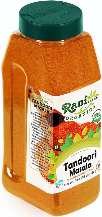 Rani Organic Tandoori Masala (Marinade & Grilled Spice Blend) 8-Spice Indian Blend 16oz (1lb) 454g PET Jar ~ All Natural | USDA Certified Organic