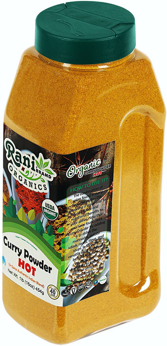 Rani Organic Curry Powder Hot (9-Spice Authentic Indian Blend) 16oz (1lb) 454g PET Jar ~ All Natural | Salt-Free | Vegan | USDA Certified Organic
