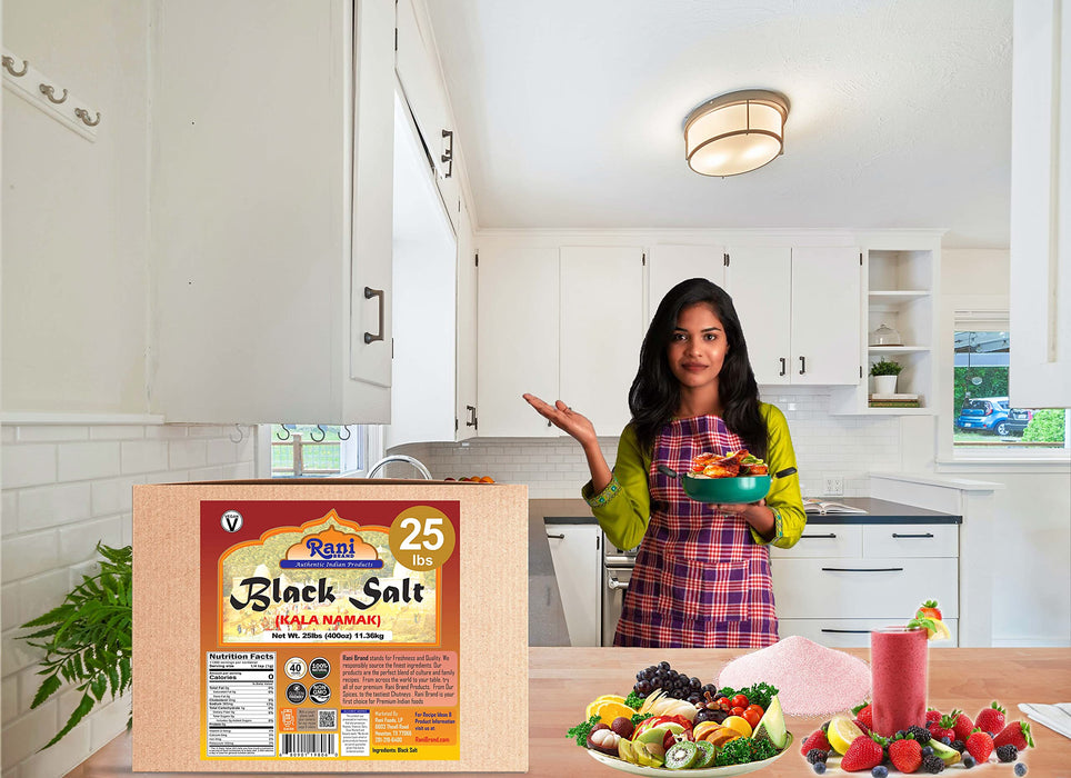 Rani Black Salt Powder (Kala Namak) Mineral 400oz (25lbs) 11.36kg Bulk Box ~ Unrefined, Pure and Natural | Vegan | Gluten Friendly | Indian Origin