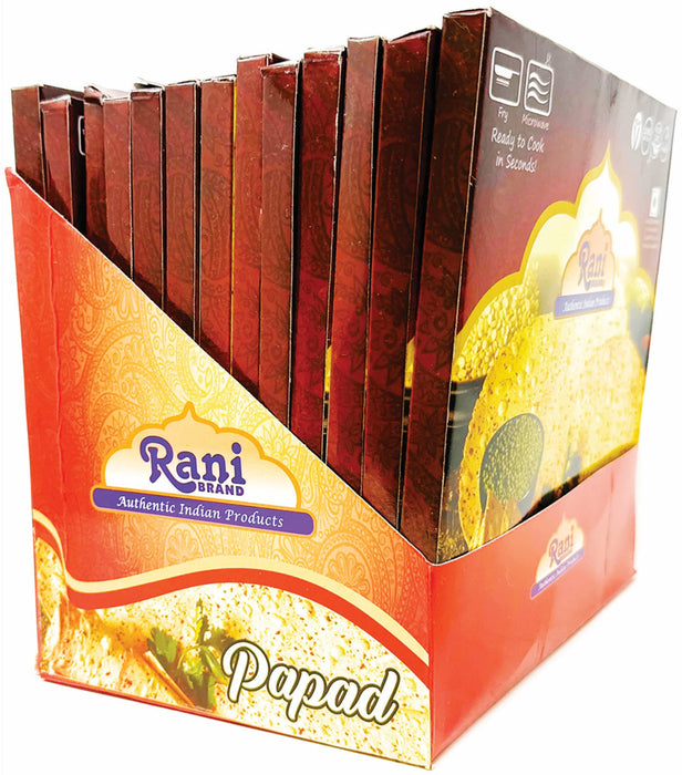 Rani Pappadums (Indian Lentil Wafer Snack) Red Chilli Papad 7oz (200g) Approximately 15pc, 7 inches, Pack of 12 ~ All Natural | Gluten Friendly | NON-GMO | Vegan | Indian Origin