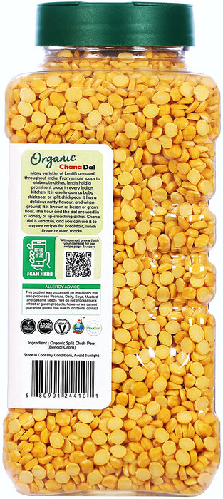 Rani Organic Chana Dal (Split Desi Chickpeas without skin) 32oz (2lbs) 908g PET Jar ~ All Natural | Vegan | Gluten Friendly | USDA Certified Organic