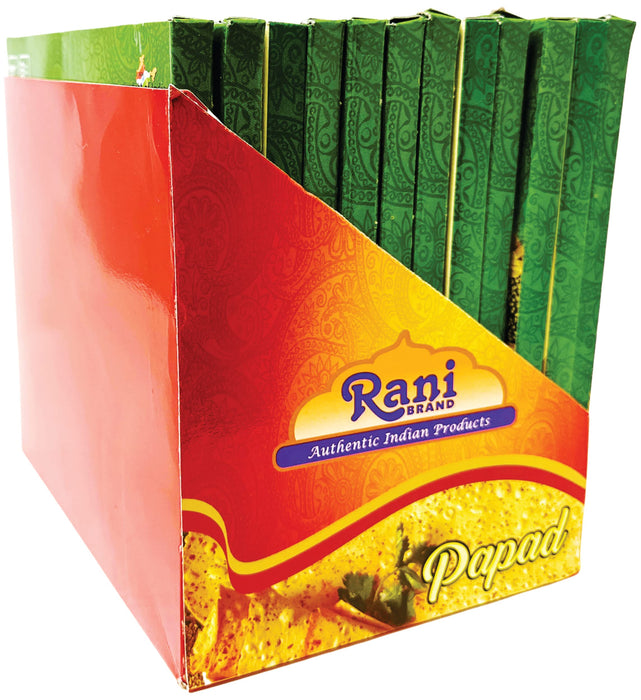 Rani Pappadums (Indian Lentil Wafer Snack) Green Chilli Papad 7oz (200g) Approximately 15pc, 7 inches, Pack of 12 ~ All Natural | Gluten Friendly | NON-GMO | Vegan | Indian Origin