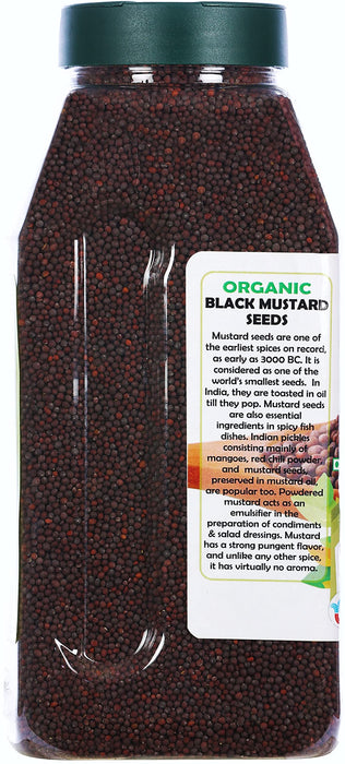 Rani Organic Black Mustard Seeds Whole Spice (Rai Sarson) 20oz (1.25lbs) 567g PET Jar ~ All Natural | Vegan | Indian Origin | USDA Certified Organic