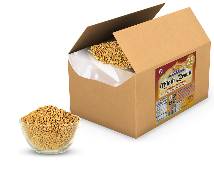 Rani Moth Beans Whole 400oz (25lbs) 11.36kg Bulk Box ~ All Natural | Gluten Friendly | Non-GMO | Vegan | Indian Origin