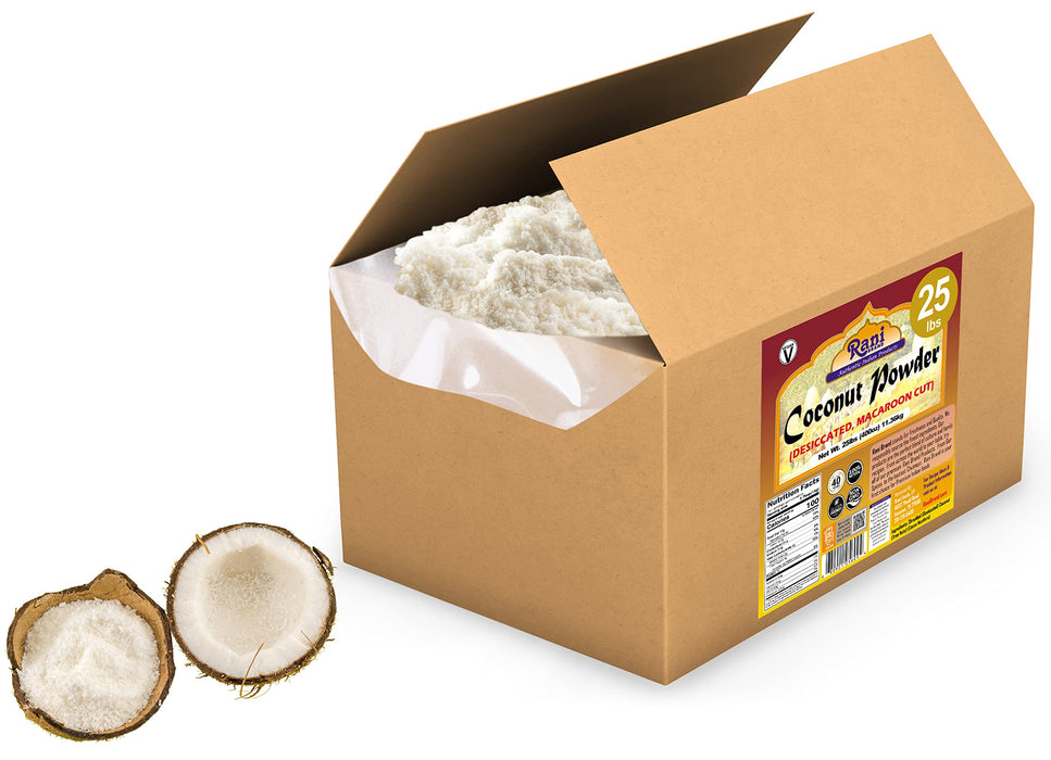 Rani Coconut Fine Powder (Desiccated, Macaroon Cut) 400oz (25lbs) 11.36kg, Bulk Box, Raw (uncooked, unsweetened) ~ All Natural | Vegan | Gluten Friendly