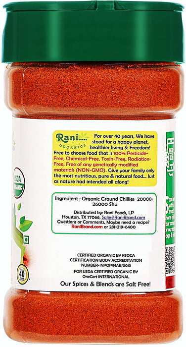 Rani Organic Chilli Powder (Mirchi Ground) 3oz (85g) PET Jar ~ All Natural | Vegan | Gluten Friendly | NON-GMO | Indian Origin | USDA Certified Organic