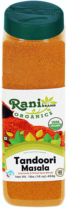 Rani Organic Tandoori Masala (Marinade & Grilled Spice Blend) 8-Spice Indian Blend 16oz (1lb) 454g PET Jar ~ All Natural | USDA Certified Organic