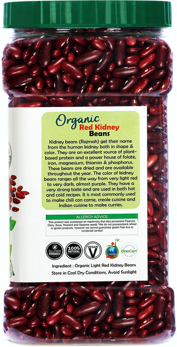 Rani Organic Red Kidney Beans (Rajmah Beans) Light 48oz (3lbs) 1.36kg Bulk PET Jar ~ All Natural | Vegan | Gluten Friendly | NON-GMO | Indian Origin