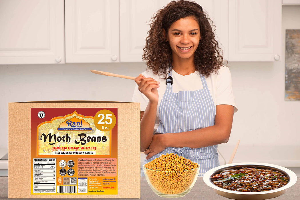 Rani Moth Beans Whole 400oz (25lbs) 11.36kg Bulk Box ~ All Natural | Gluten Friendly | Non-GMO | Vegan | Indian Origin