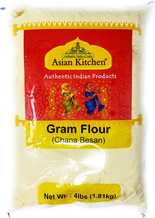 Asian Kitchen Chana Besan - Chickpeas Flour, Gram 4lb (64oz) ~ All Natural | Vegan | Gluten Friendly | NON-GMO | Indian Origin