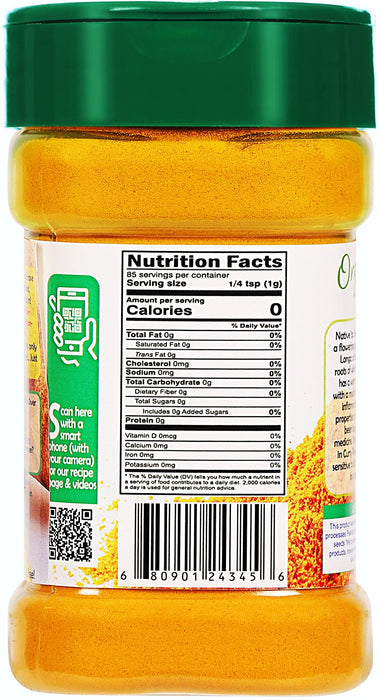 Rani Organic Turmeric (Haldi) Root Powder Spice, (High Curcumin Content) 3oz (85g) PET Jar ~ All Natural | Indian Origin | USDA Certified Organic