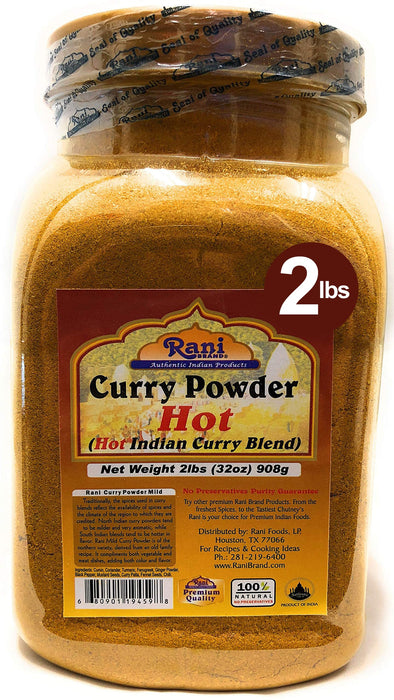 Rani Curry Powder Hot (11-Spice Authentic Indian Blend) 32oz (2lbs) 908g PET Jar ~ All Natural | Salt-Free | Vegan | No Colors | Gluten Friendly