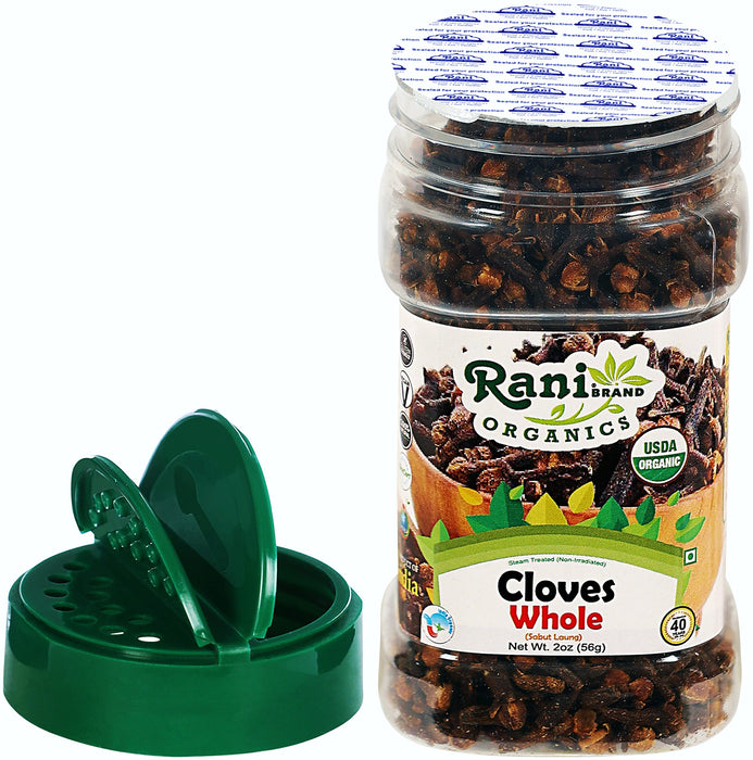 Rani Organic Cloves Whole (Laung Sabut) 2oz (56g) PET Jar, Great for Food, Tea, Pomander Balls and Potpourri ~ All Natural | USDA Certified Organic