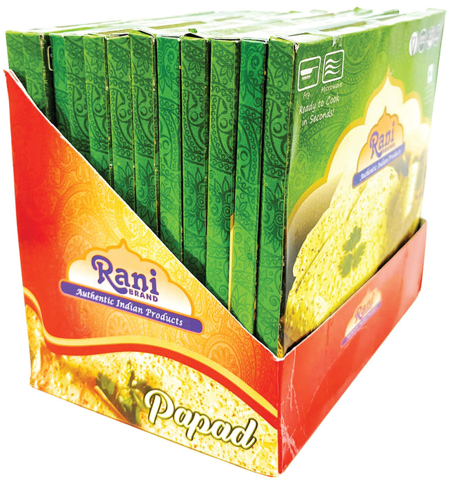 Rani Pappadums (Indian Lentil Wafer Snack) Green Chilli Papad 7oz (200g) Approximately 15pc, 7 inches, Pack of 12 ~ All Natural | Gluten Friendly | NON-GMO | Vegan | Indian Origin