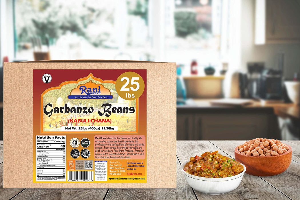 Rani Garbanzo Beans (Kabuli Chana) 400oz (25lbs) 11.36kg Bulk Box ~ All Natural | Vegan | Gluten Friendly | NON-GMO | Indian Origin
