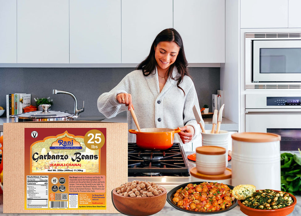 Rani Garbanzo Beans (Kabuli Chana) 400oz (25lbs) 11.36kg Bulk Box ~ All Natural | Vegan | Gluten Friendly | NON-GMO | Indian Origin
