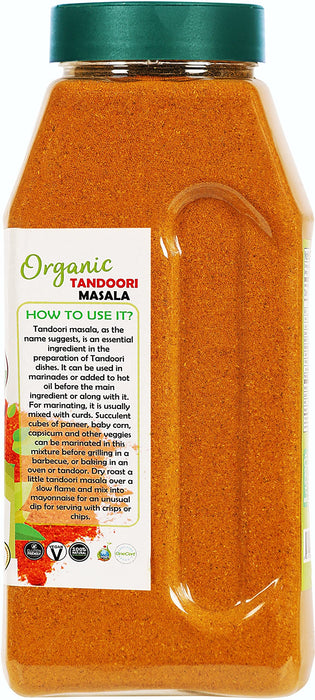 Rani Organic Tandoori Masala (Marinade & Grilled Spice Blend) 8-Spice Indian Blend 16oz (1lb) 454g PET Jar ~ All Natural | USDA Certified Organic