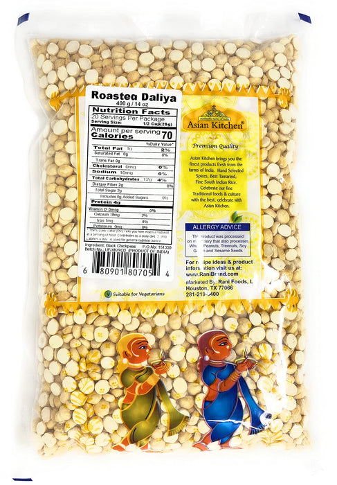 Asian Kitchen Daliya Split (Roasted Split Chickpeas Dalia) 800g (28oz) ~ All Natural | Vegan | Indian Origin