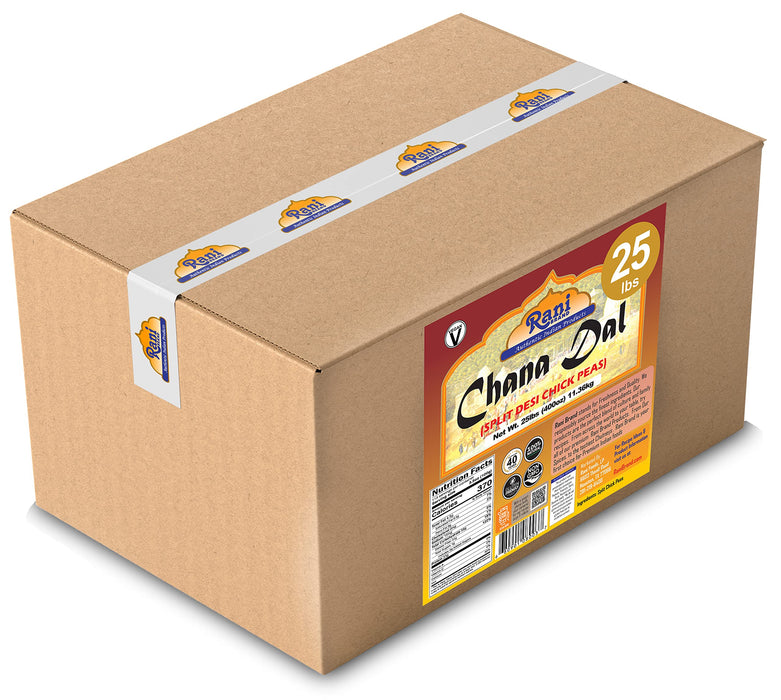 Rani Chana Dal (Split Desi Chickpeas without skin) 400oz (25lbs) 11.36kg Bulk Box ~ All Natural | Gluten Friendly | NON-GMO | Vegan | Indian Origin