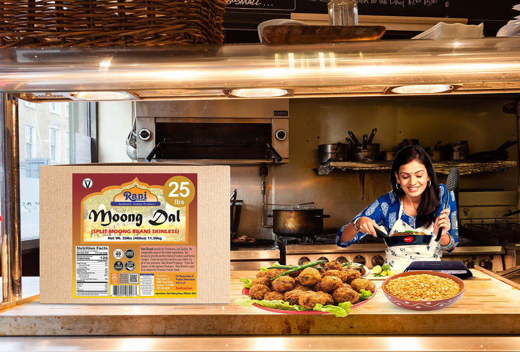 Rani Moong Dal (Split Mung Beans Without Skin) Lentils Indian 400oz (25lbs) 11.36kg Bulk Box ~ All Natural | Gluten Friendly | Non-GMO | Vegan | Indian Origin