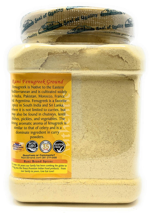Rani Fenugreek (Methi) Seeds Ground Powder 16oz (454g) Trigonella foenum graecum | Gluten Friendly | Non-GMO (used in cooking & Ayurvedic spice)
