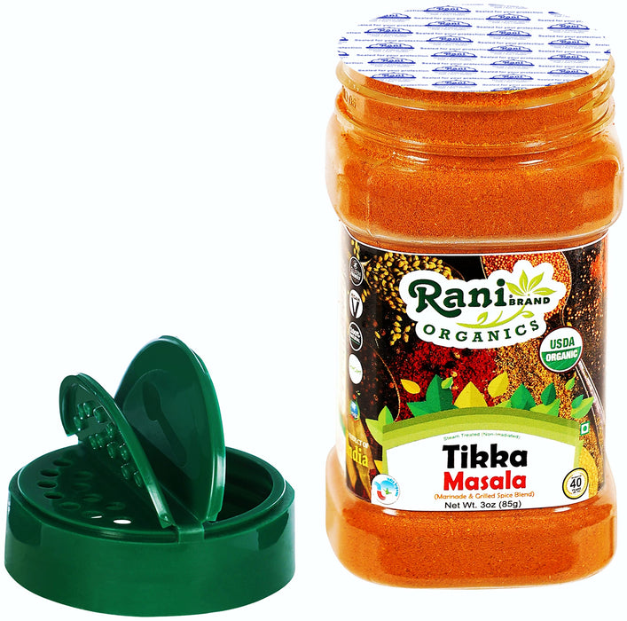 Rani Organic Tikka Masala (Marinade & Grilled Spice Blend) 6-Spice Indian Blend 3oz (85g) PET Jar ~ All Natural | USDA Certified Organic
