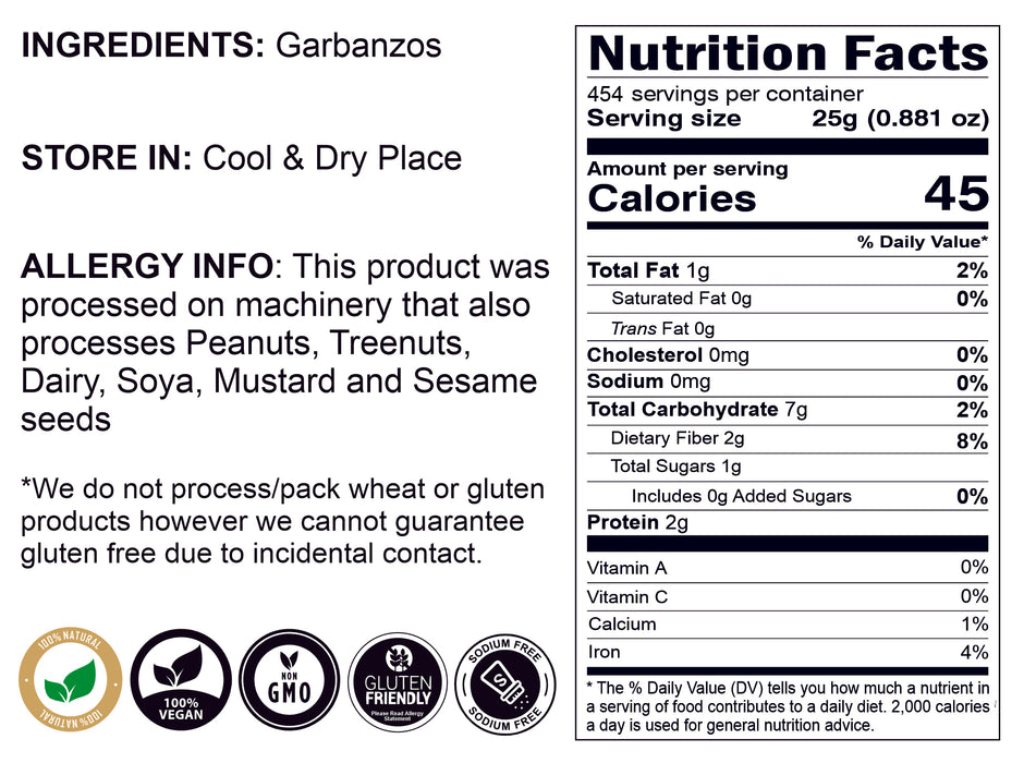 Rani Garbanzo Beans (Kabuli Chana) 400oz (25lbs) 11.36kg Bulk Box ~ All Natural | Vegan | Gluten Friendly | NON-GMO | Indian Origin
