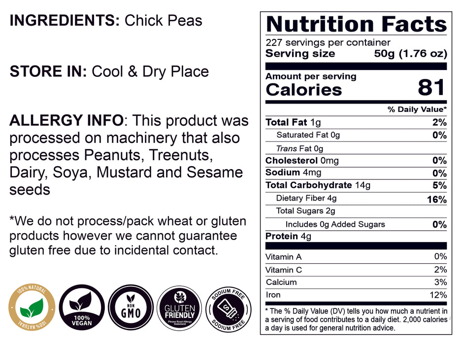 Rani Kala Chana (Desi Chickpeas Chana with skin) 400oz (25lbs) 11.36kg Bulk Box ~ All Natural | Gluten Friendly | NON-GMO | Vegan | Indian Origin