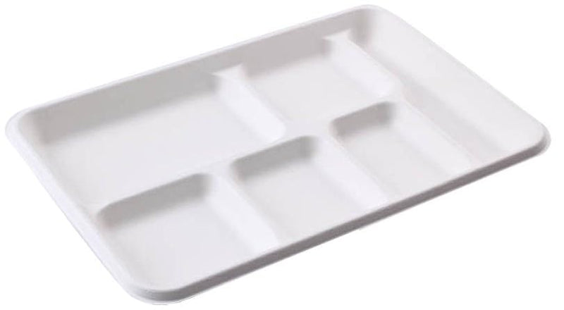 Rani 6 Compartment Square Biodegradable Divided Plates, Pack of 1000 ~ Party, Thali, Buffet | Disposable & Eco-Friendly | Heavy-Duty Sturdy Paper Bagasse | Premium Quality | 12.5" x 8.5" x 1.10"