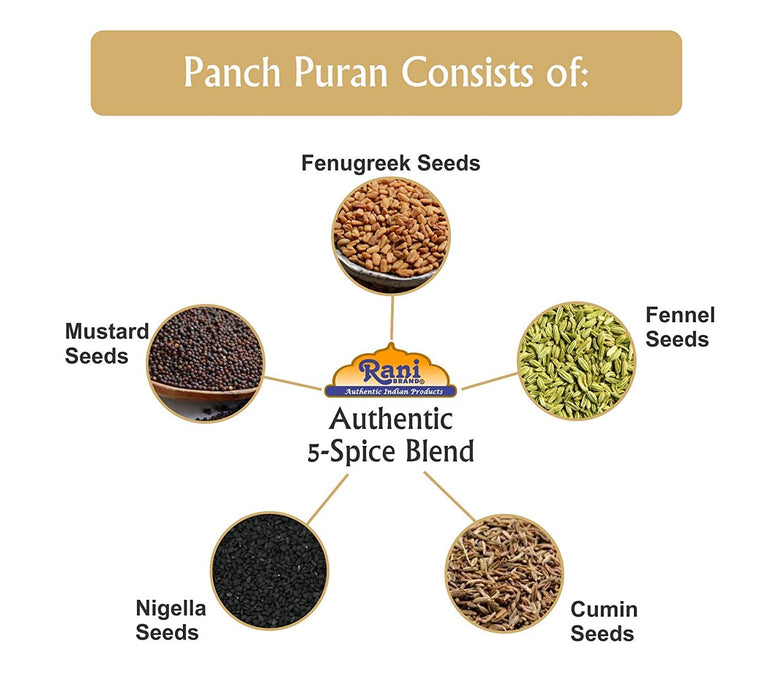 Rani Panch Puran (5 Spice) 16oz (1lb) 454g PET Jar ~ All Natural | Vegan | Gluten Friendly | NON-GMO | Kosher |  Indian Origin (Equal Blend of Fenugreek, Mustard, Kalonji/Nigella, Fennel and Cumin)