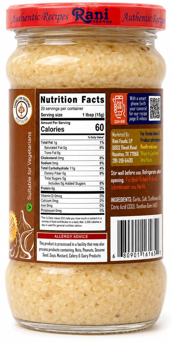 Minced Garlic Cooking Paste 10.5oz (300g) Glass Jar - Rani Brand Authentic Indian Products