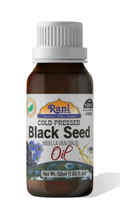 Rani Pure Black Seed (Nigella, Kalonji) Oil 1.69 Fl oz (50ml) Cold Pressed ~ 100% Cholesterol Free | All Natural | Gluten Free | NON-GMO | Kosher | Vegan | Indian Origin