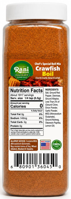 Rani Crawfish Boil (Extra Hot Crawfish, Shrimp & Crab Boil) 32oz (2lbs) 908g PET Jar ~ Gluten Free | NON-GMO | Kosher | Vegan | Product of USA