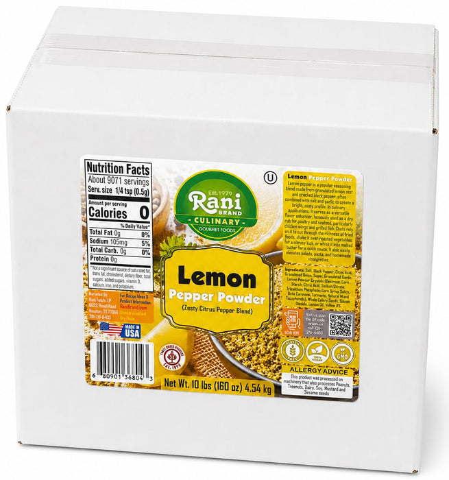 Rani Lemon Pepper Powder (Zesty Citrus Pepper Blend) 160oz (10lbs) 4.54kg Bulk Box ~ Gluten Free | NON-GMO | Kosher | Vegan | Product of USA